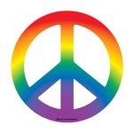 BOLDERGRAPHX 3018 Peace Symbol Decal with RAINBOW Pattern 4″