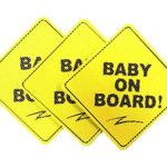 Baby on Board Sticker Sign (3 Packs), See Through When Reversing, Baby Car Sticker, Baby Car Decal, Baby Announcement Board, US Department of Transportation Recommend Color & Shape, Kid Safety, 5″x5″