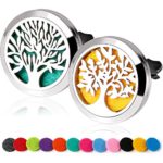 RoyAroma 2PCS Essential Oil Car Diffuser Vent Clip Aromatherapy Stainless Steel Locket with 12 Felt Pads