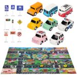Youwo Alloy Car Toy Game Set Road Traffic Game Set for Mini Pull Back Car , City Map and Traffic Sign Kids Traffic Knowledge Learning Toys