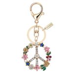 Bling Crystal Flower Peace Sign Key Ring Creative Packaging Box MZ843-1