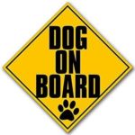 MAGNET 5×5 inch Caution Sign Shaped Singular DOG On Board Sticker (car Safety Safe paw) Magnetic vinyl bumper sticker sticks to any metal fridge, car, signs