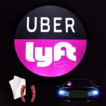 Genleas Rideshare Led Sign with Bright Lights,Taxi LED Sign Decor, LED Car Glow Sticker Sign Light, Wireless Decal Accessories Removable U ber Glowing Sign For Car Taxi, U ber L yft
