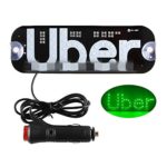 Green LED Sign Light Decor for U BER, LED Sign with Suction Cups Glowing Decor Flashing Hook on Car Window, with DC 12V Car Charger Cigarette Lighter