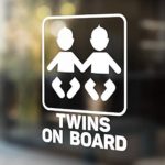 Babycalla Baby on Board Signs for Car Windows Sticker White Vinyl Boy and Girl (Twins)