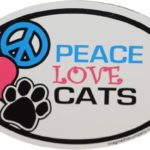 Imagine This 4-Inch by 6-Inch Car Magnet Oval, Peace Love Cats