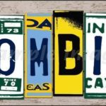 Zombie License Plate Art Wood Pattern Novelty License Plate Tag Sign