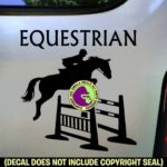 EQUESTRIAN SPREAD JUMP Hunter Jumper Jumping Horse Show Rider Vinyl Decal Bumper Sticker Laptop Window Car Trailer Sign BLACK