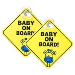 WildAuto Baby on Board Sign for Cars,2Pcs Kids Safety Warning Sticker Notice Board with Suction Cups