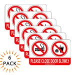 No Smoking No Vaping No Eating or Drinking Close Door Slowly Gently in This Vehicle Stickers Pack of 6- UV Protected for Car Windows, Doors and Dashboard