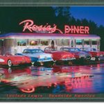 ROSIE’S Diner Drive in Cars HOT RODS Muscle Beach Surfboard 16″X12.5″ Metal Sign