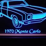 1970 Monte Carlo Acrylic Lighted Edge Lit 11-13″ LED Car Sign / Light Up Plaque 70 VVD1 Made in USA
