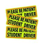 KCPer 3 Pack Student Driver Stickers Magnet Car Safety Signs – Car Vehicle Reflective Sign Sticker Bumper for New Driver PLEASE BE PATIENT STUDENT DRIVER (B7.6×22.8cm)