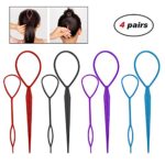 Adecco LLC 4 Pairs Hair Braid Accessories Ponytail Maker,French Braid Tool Topsy Tail Loop Hair Kit (4 Pairs Topsy Tail)