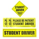 Set of 5 Please Be Patient Student Driver Safety Sign Vehicle Bumper Magnet – Reflective Vehicle Car Sign Sticker Bumper Drivers
