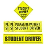 Set of 5 Please Be Patient Student Driver Safety Sign Vehicle Bumper Magnet – Reflective Vehicle Car Sign Sticker Bumper Drivers