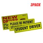 Zzeroe Set of 3 Student Driver Magnet Car Signs for The Novice or Beginner. Car Vehicle Reusable Reflective Magnetic Sign Sticker Bumper for New Drivers(3 PCS)