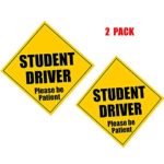 cunjie 2 Pack Student Driver Magnet Sticker – 5″x5″ Highly Reflective Premium Quality Car Safety Caution Sign Student Drivers