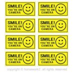 Smile You’re On Camera Stickers, 2 X 4 Inch Vinyl Decals – Indoor & Outdoor Use, UV Protected & Waterproof – 8 Labels