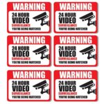 Front Facing Video Surveillance Adhesive Stickers (6-Pack) | Self-Adhesive Decals for Doors and Windows | UV Resistant for Ultimate Protection & Durability| Deter Thieves, Robbers & Burglars