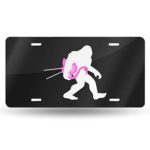 WUZZZZ Bigfoot and Lawn Flamingo License Plate Front License Sign Car Tag Decorative Metal Plate