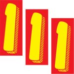 Windshield Pricing Numbers 7 1/2 Inch Red & Yellow for Car Dealers – Vinyl Adhesive Number One Sign Decals – Pack of 3 Dozen (#1) Stickers