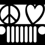 Peace Love Jeep Vinyl Decal Sticker | Cars Trucks Vans Walls Laptops Cups | White | 7.5 X 5.3 Inch | KCD1617
