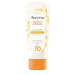 Aveeno Protect + Hydrate Moisturizing Sunscreen Lotion with Broad Spectrum SPF 70 & Antioxidant Oat, Oil-Free, Sweat- & Water-Resistant Sun Protection, Travel-Size, 3 oz
