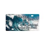 Bernie Gresham License Plate Cover Blessed god Spoiled My Husband Protected Both Metal License Plate Cover Decorative Car License Plate Auto Tag Sign 6×12 Inch