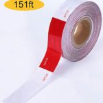 DOT-C2 Reflective Tape 2″x151′ for Trailers,Cars Vehicles,Boats,Signs,Warning Red and White by Dirza