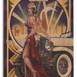 Lantern Press Detroit, Michigan – Deco Woman and Car (10×15 Wood Wall Sign, Wall Decor Ready to Hang)