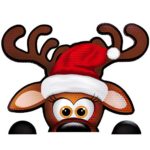 Bigtime Signs Fun Jumbo Reflective Magnetic Peek-A-Boo Reindeer Christmas Car Decorations Kit – Funny Santa’s Helper Face + 2 Hooves – Holiday Automotive Magnet