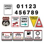 WERNNSAI Checkered Racing Party Decorations – 10PCS Funny Race Car Signs for Boys Paper Road Route Traffic Directions Cutout Signs Party Supplies
