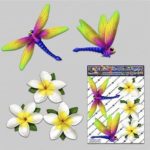 Dragonfly & Flower White Frangipani Plumeria Small Animal Pack Car Stickers Decal for Laptop Caravans, Trucks, Boats – ST00064WT_SML