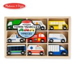 Melissa & Doug Wooden Town Vehicles Set (Wooden Storage Tray, 9 Pieces)
