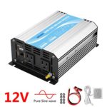 Power Inverter Pure Sine Wave 600Watt 12V DC to 110V 120V with Remote Control Dual AC Outlets and USB Port for CPAP RV Car Solar System Emergency