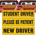 TOTOMO Student Driver New Driver Please be Patient Magnet Sticker – 12″x3″ Highly Reflective Premium Quality Car Safety Caution Sign #SDM10