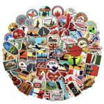 100PCS World Travel Maps Airplane Air and Famous Buildings Signs Stickers Waterproof Laptop Stickers Car Bicycle Suitcase Computer Water Bottle Mobile Phone Stickers Decals (Travel Maps 100)