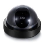 Dummy Fake Security Camera, Dome Camera with Flashing Red Light, Outdoor/Indoor, 1 Pack, Black