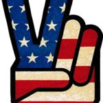 MAGNET Vintage Peace Sign Fingers American Flag Magnet Decal Fridge Metal Magnet Window Vinyl 5″
