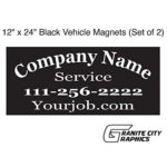 12″ x 24″ Black Vehicle Magnets with Custom Lettering (Set of 2)