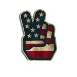 OLD Rustic American Flag USA Peace Finger Hand Decal Sticker Vintage