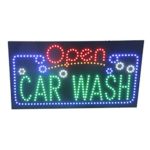 LED Car Wash Open Light Sign Super Bright Electric Advertising Display Board Banner for Auto Self-Serve Coin Van Wash Business Retail Shop Store Window 31 x 17 inches