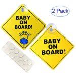 FINENIC Baby on Board Sign for Cars, Warning Sticker Notice Board with Suction Cups and Nano Stick (2PCS)