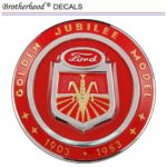 Ford Golden Jubilee Tractor Corn Farm Motor Company Vintage Car Sign Emblem Vintage Gas Motor Oil Car Company Metal Round Metal Tin Aluminum Sign Garage Home (Pack of Two 6″ Decals)
