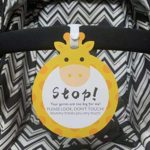 Giraffe-Stop,Please Look,Don’t Touch Baby Sign Tag (Girl Sign, Newborn, Baby Car Seat Tag, Baby Bed Tag,Stroller Tag, Carrycot Basket Tag,Baby Preemie No Touching Car Seat Sign Tag) W/Hanging Straps