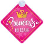 Princess On Board Pink with Crown (021) Non Personalised Car Sign New Baby Girl/Child Gift/Present