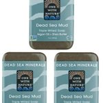 DEAD SEA Salt Mud SOAP 3 PK, Dead Sea Salt, Shea Butter, Argan Oil, Magnesium, Sulfur, Mineral Soap. All Skin Types, Problem Skin. Acne, Eczema, Psoriasis, Natural, Therapeutic, Antibacterial – 7 oz