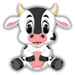 DG Graphics Cute Cow Cartoon Animal Art Decor 5” x 5” Magnet Vinyl Magnetic Sheet for Lockers, Cars, Signs, Refrigerator