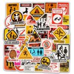 Jasion 50-Pcs Vinyl Stickers Waterproof Bomb Funny Caution Warning Sign Graffiti Decals for Water Bottles Cars Motorcycle Skateboard Portable Luggages Phone Ipad Laptops